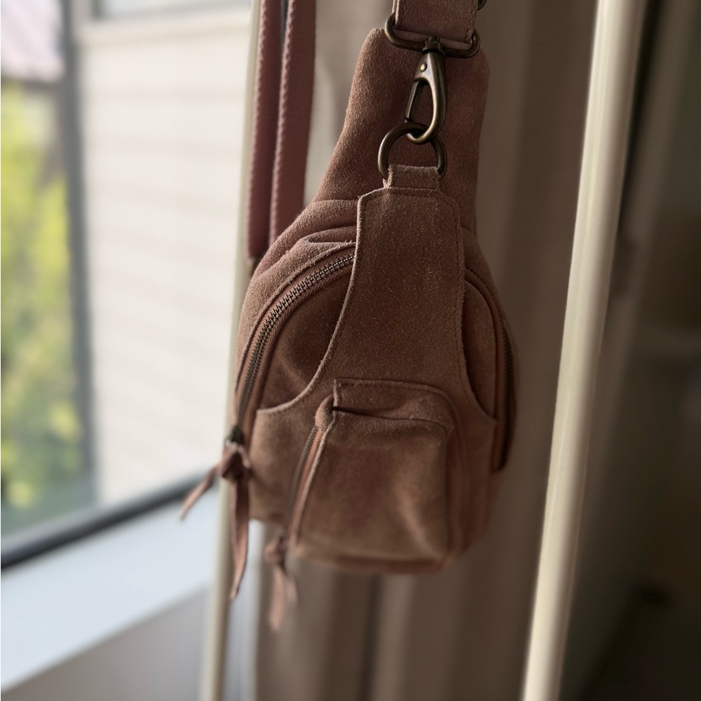 Free People light pink Suede Sling Bag